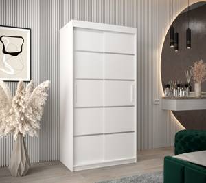 Armoire coulissante VERONA 1 Gris miroir - Blanc - Largeur : 100 cm