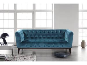 Sofa aus Samt "Vanessa" - Blau Ente Blau - Textil - 82 x 76 x 189 cm