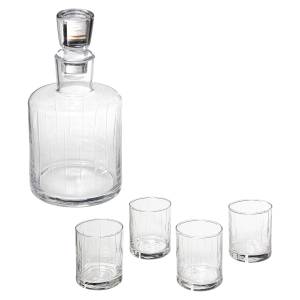 Whisky-Karaffe + 4 Gläser, 350 ml Glas - 11 x 22 x 11 cm
