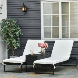 Sonnenliege-Set (3-tlg.) 862-022BK Polyrattan - 60 x 86 x 195 cm