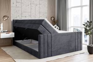 Boxspringbett IDRIKO-Z KING Steingrau - Breite: 120 cm