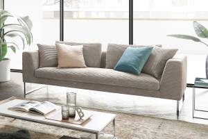 Sofa ARIAN Cord Metallkufe chrom Steingrau - Breite: 230 cm