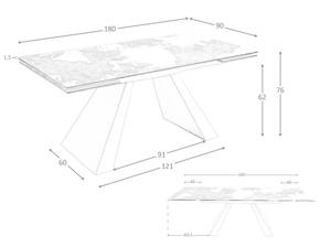 Table à manger 1124 Doré - Porcelaine - Pierre - 180 x 76 x 90 cm