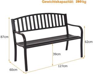 Gartenbank mit Rückenlehnen Schwarz - Metall - 60 x 87 x 127 cm