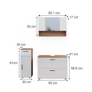 Badmöbel Set Irma 40547 Braun - Weiß - Holzwerkstoff - 80 x 58 x 41 cm