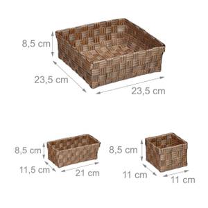 Lot de 4 paniers de rangement Marron - Métal - Matière plastique - 24 x 9 x 24 cm