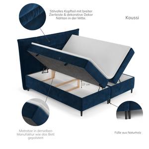 Boxspringbett Koussi II Taschenfederkern Marineblau - Breite: 180 cm