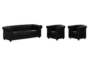 Couchgarnitur CHESTERFIELD 3er-Set Schwarz