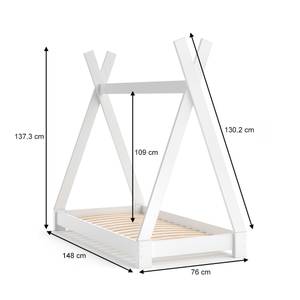 Lit cabane Tipi 140x70cm blanc Blanc - 148 x 137 x 77 cm