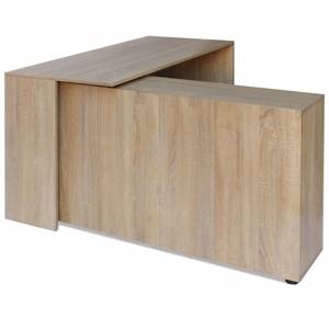 Büroschreibtisch Braun - Holzwerkstoff - Massivholz - 130 x 75 x 130 cm