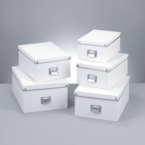 Boxen-Set, 5-tlg., Pappe, weiß Weiß - Papier - 29 x 17 x 40 cm