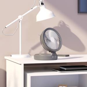 USB Tischventilator Grau mit 4 Stufen Grau - Kunststoff - 19 x 25 x 19 cm