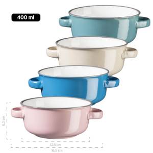 Suppentassen Maila (4er Set) Beige - Blau - Pink - Keramik - 13 x 7 x 17 cm