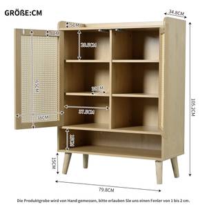 Schuhkommode RattanWoody Ⅳ Beige - Holzwerkstoff - Massivholz - 80 x 105 x 35 cm