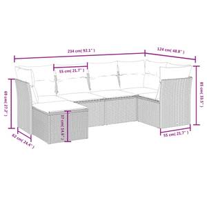 Gartensitzgruppe K6676(6-tlg) Schwarz - Massivholz - 69 x 62 x 62 cm