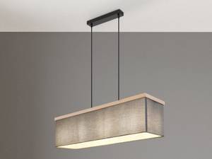 LED Pendelleuchte Holz Stoff Breite 80cm Braun - Grau - Holzwerkstoff - Textil - 80 x 120 x 20 cm