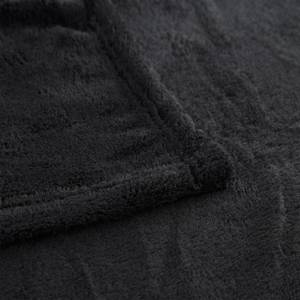 4x Couvertures plaid grand polaire noir Noir - Textile - 150 x 1 x 200 cm