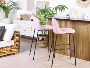 Tabouret de bar NEKOMA Noir - Rose foncé