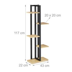 Pflanzenregal mit 5 Ablagen Schwarz - Hellbraun