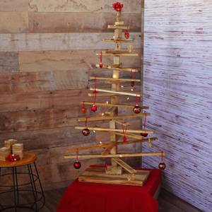 Sapin de Noel décoratif H77 Marron - Bois/Imitation - En partie en bois massif - 82 x 130 x 82 cm