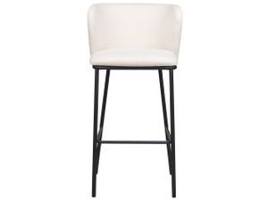 Tabouret de bar MINA Noir - Blanc crème - Blanc - Textile