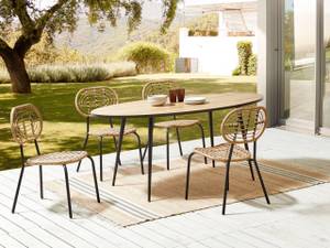 Gartenstuhl PRATELLO 4-tlg Beige - Schwarz - Blau - Polyrattan - 48 x 86 x 57 cm