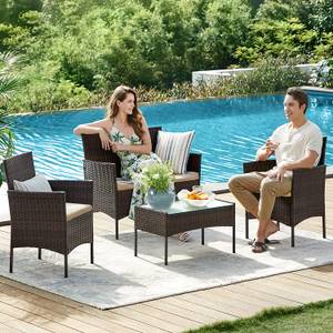 Gartenmöbel-Set Lounge-Set 4-teilig Braun - Metall - 55 x 82 x 57 cm