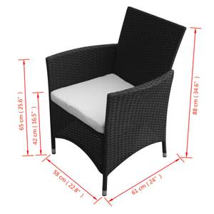 Gartenstuhl Schwarz - Metall - Polyrattan - 58 x 88 x 61 cm