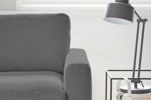 Ecksofa Canapé CARA Cordon Gris minéral - Angle à gauche (vu de face)