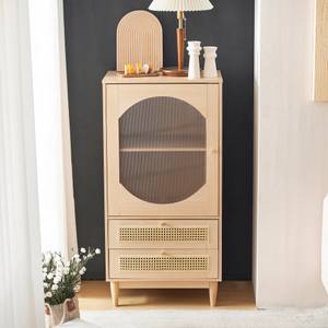 Highboard WoodyRattan Ⅳ- Beige - Holzwerkstoff - Kunststoff - 60 x 120 x 40 cm