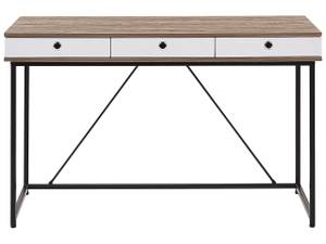 Schreibtisch HINTON Schwarz - Braun - Weiß - Holzwerkstoff - 120 x 76 x 60 cm