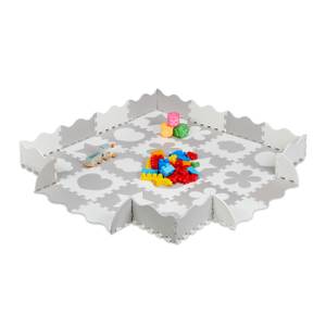 52 pièces Tapis puzzle avec bord motifs Gris - Blanc