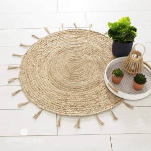 Tapis en jute et lurex Marron - Fibres naturelles - 80 x 1 x 80 cm