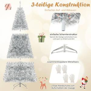 Bleistift Weihnachtsbaum Lametta Silber - Kunststoff - 84 x 180 x 84 cm