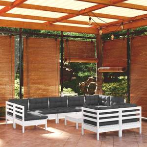 10-tlg. Garten-Lounge-Set mit Kissen Weiß