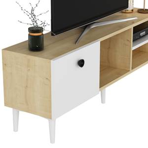 Meuble TV Nannestad effet chêne / blanc Marron - Bois manufacturé - 120 x 45 x 30 cm