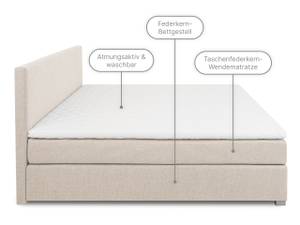 AREZZO Boxspringbett Beige - 160 x 200 cm