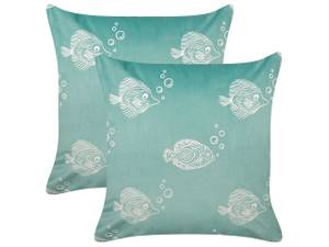 Coussin décoratif SOLIDAGO Bleu - Vert - Textile - 45 x 7 x 45 cm