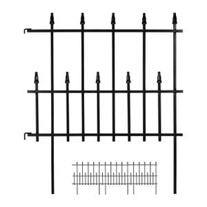 4-tlg. Beetzaun aus Metall Schwarz - Metall - 247 x 71 x 3 cm