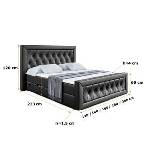 Boxspringbett NOEL-Z Hochglanz Schwarz - Breite: 200 cm - H4