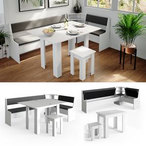 Sitzecke Roman 210x120cm Hocker Tisch Grau - Weiß
