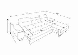 Ecksofa ANT-M Schwarz - Hellgrau - Ecke davorstehend rechts