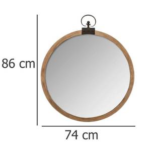 Wandspiegel, rund, Deko, mit Holzrahmen Braun - Glas - 4 x 86 x 74 cm