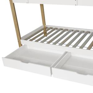 Etagenbett FunyZoom Ⅰ Beige - Weiß - Holzwerkstoff - Massivholz - Holzart/Dekor - 183 x 223 x 245 cm