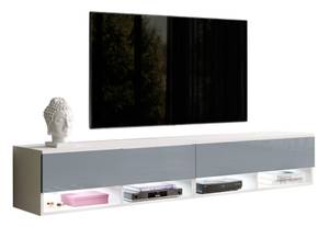 FURNIX meuble tv ALYX avec LED Gris brillant - Blanc