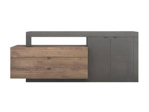 Buffet 2 portes et 3 tiroirs - L200 cm Noir - Bois manufacturé - 42 x 82 x 200 cm