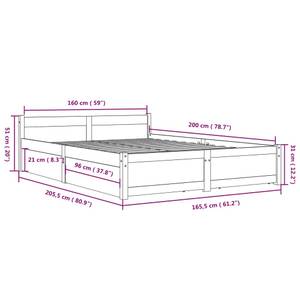 Bettrahmen 3013836-3 Braun - Holz - Breite: 166 cm