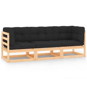 Gartensofa (3-teilig) 3083741 Anthrazit - Holz