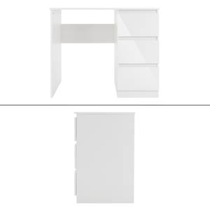 Schreibtisch mit 3 Schubladen 90x76x50cm Weiß - Holzwerkstoff - 50 x 76 x 90 cm