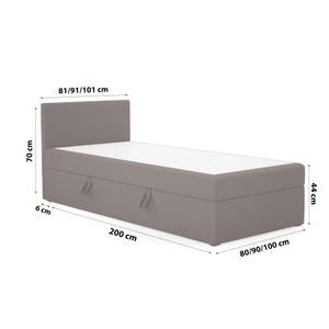 Einzelbett Jugendbett Menorca Mini basic Dunkelbraun - Breite: 80 cm - Bettkasten links